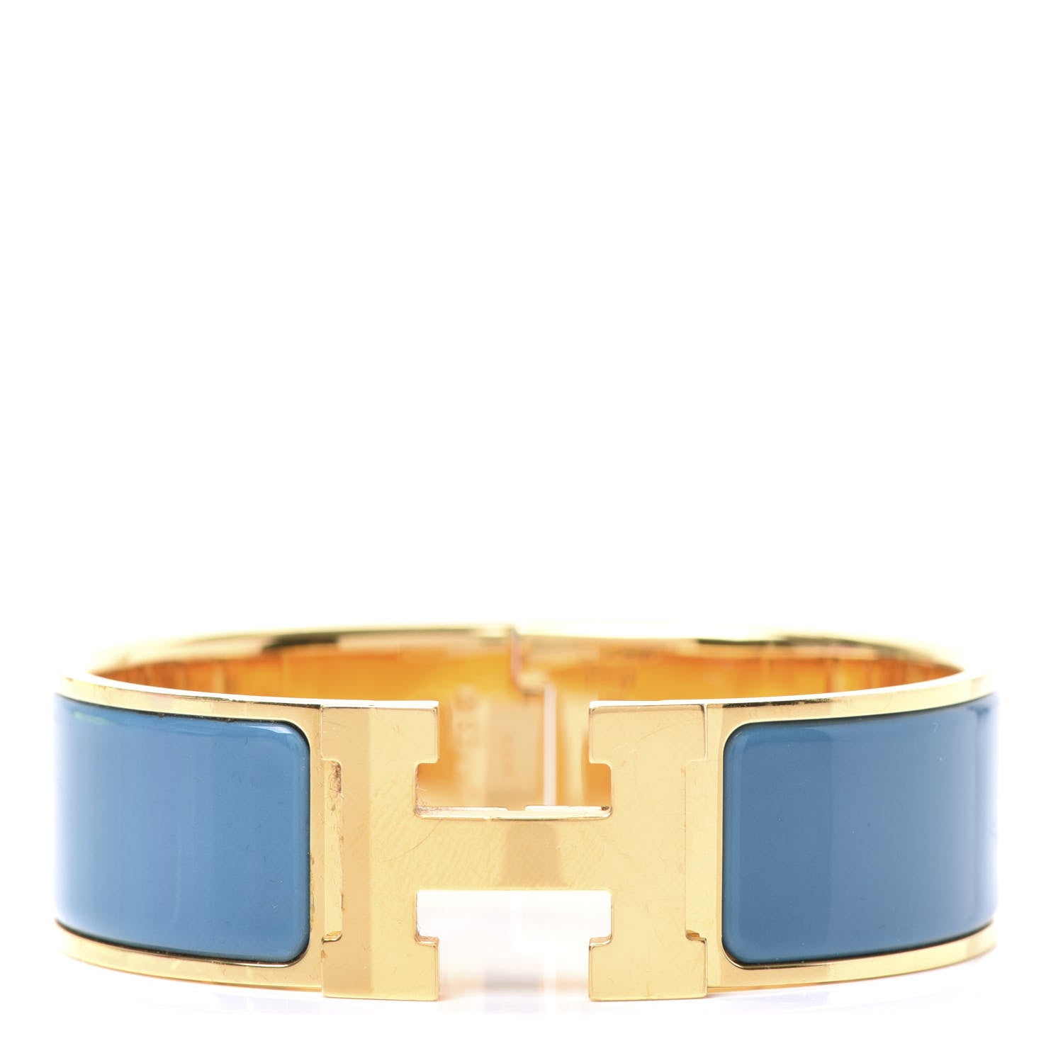 Hermes Enamel Wide Clic Clac H Bracelet GM Bleu 1 of 5
