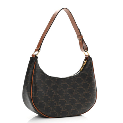 Celine Triomphe Canvas Calfskin Ava Shoulder Bag Tan 3 of 7