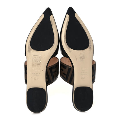 Fendi Vitello FF Embossed Buckle Flat Mules 35.5 Maya Black 5 of 8