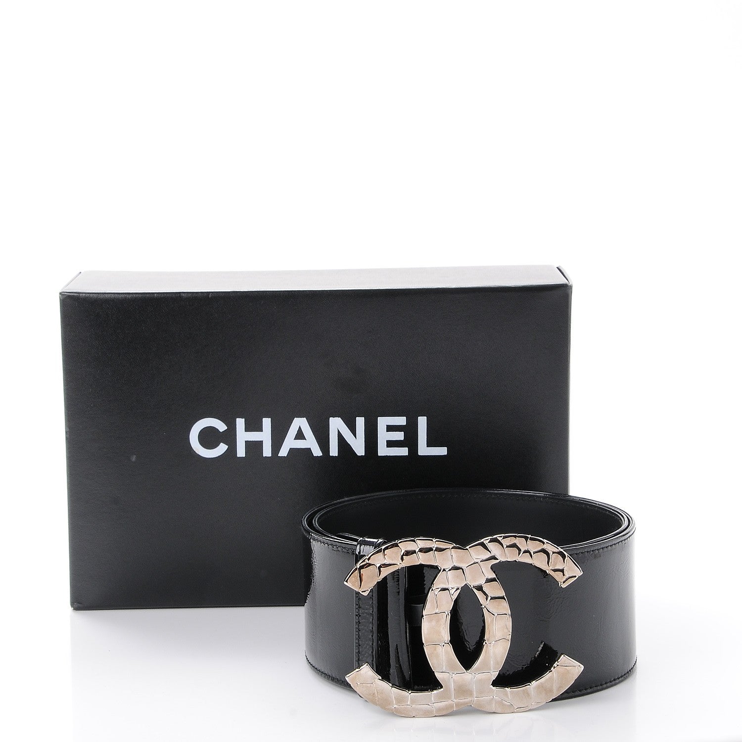Chanel Patent Calfskin CC Wide Belt 90 36 Black 9 of 9
