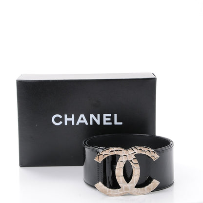 Chanel Patent Calfskin CC Wide Belt 90 36 Black 9 of 9