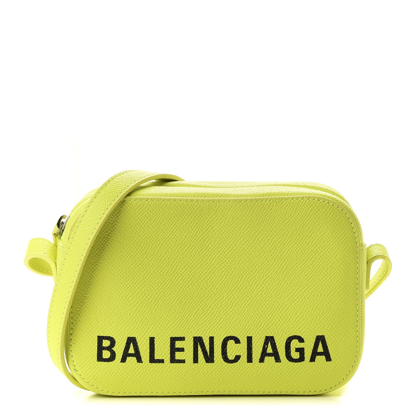 Signature Grained Calfskin Logo XS Ville Camera Bag Acid Green Black