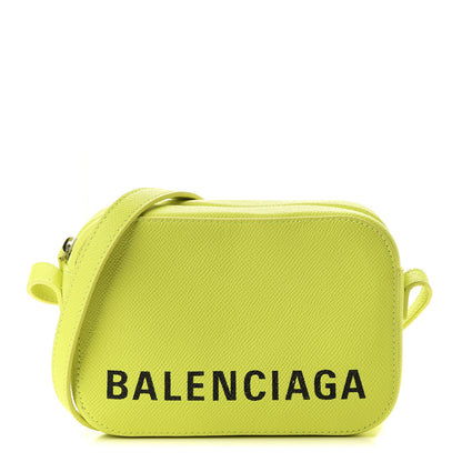 Balenciaga Signature Grained Calfskin Logo XS Ville Camera Bag Acid Green Black 1 of 10