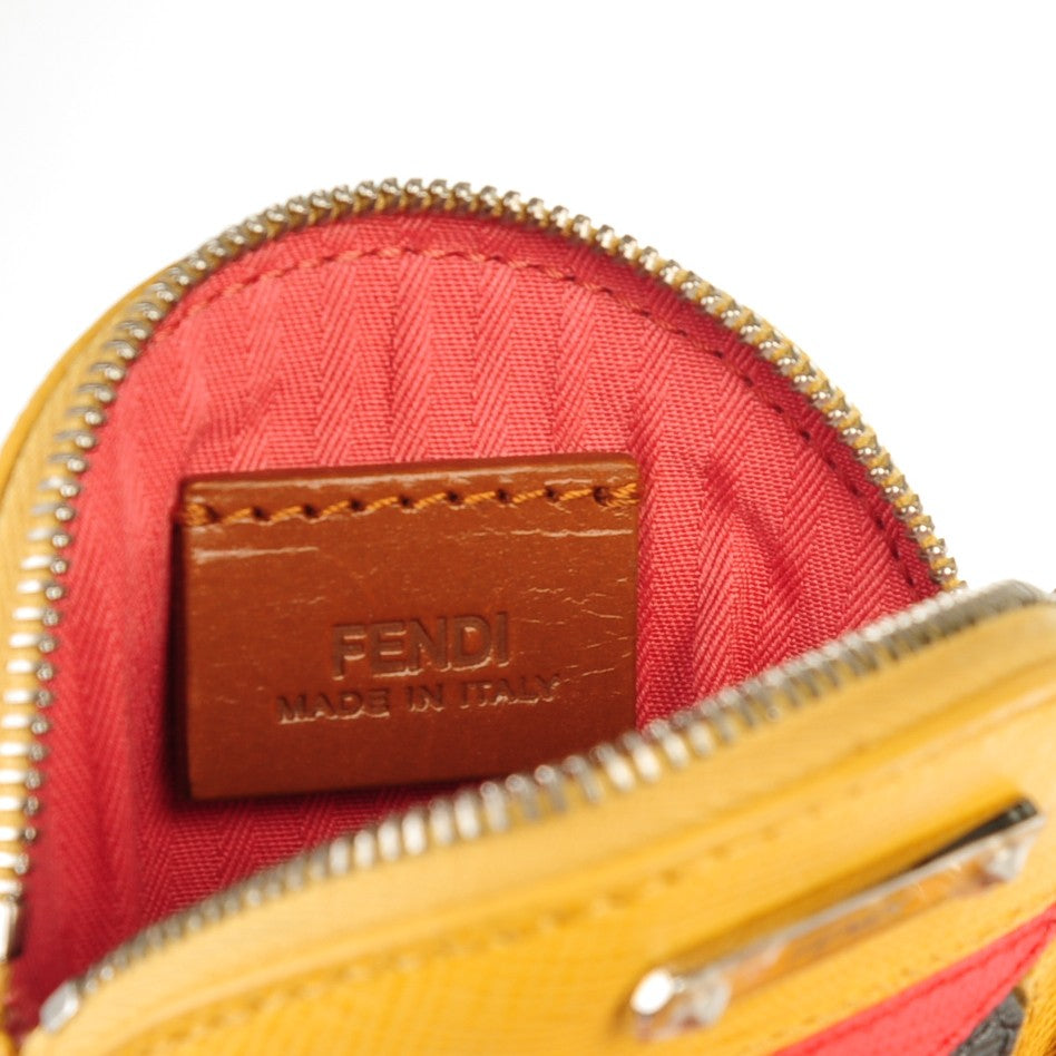 Fendi Vitello Elite Monster Eye Coin Purse Key Case Yellow 6 of 8