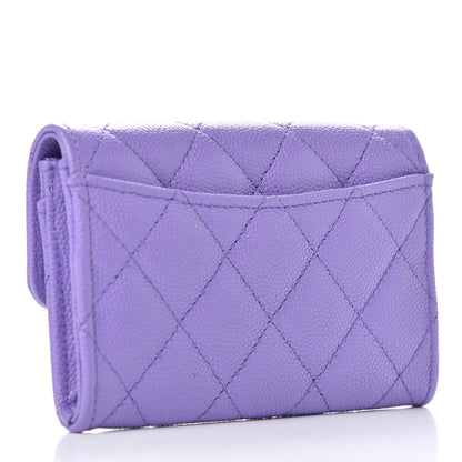 Chanel Caviar Quilted Flap Card Holder Wallet Purple 3 of 9
