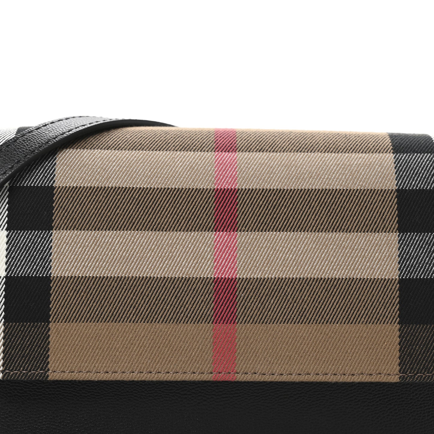 Grained Calfskin House Check Small Madison Shoulder Bag Black