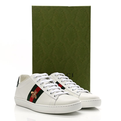 Gucci Calfskin Ayers Bee Embroidered Womens Ace Sneakers 36.5 White Green 10 of 10