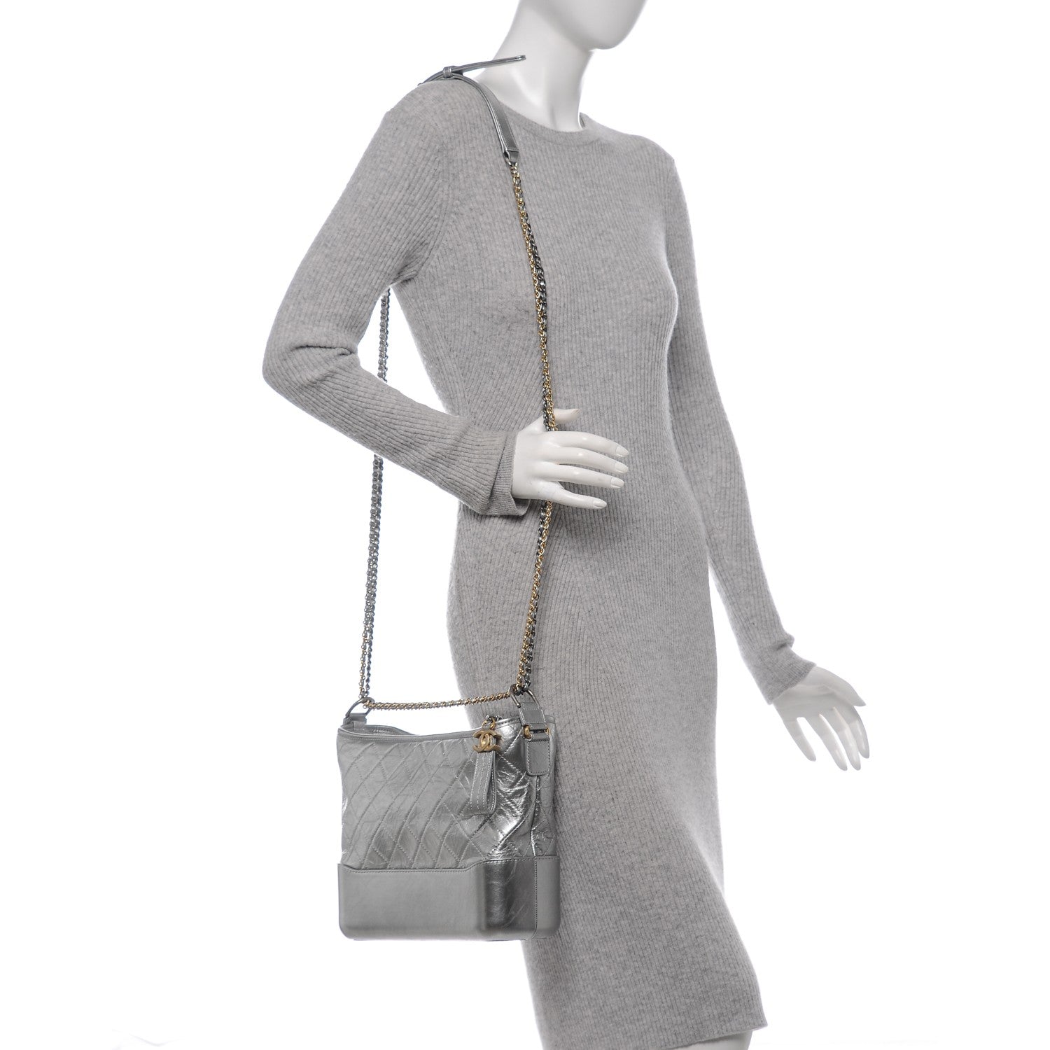 Chanel Metallic Aged Calfskin Quilted Medium Gabrielle Silver 2 of 7