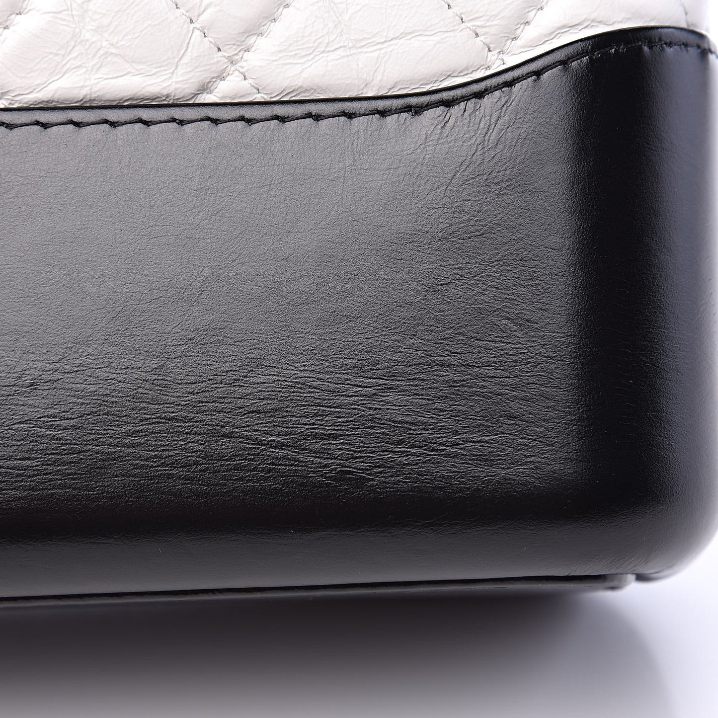 Aged Calfskin Quilted Large Gabrielle Hobo White Black