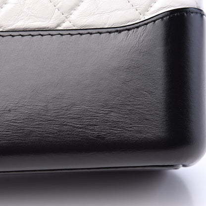 Chanel Aged Calfskin Quilted Large Gabrielle Hobo White Black 10 of 12