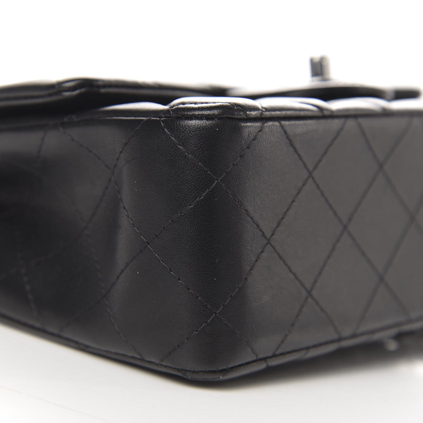 Lambskin Quilted Mini Rectangular Flap Black