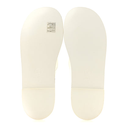 Chanel Patent Calfskin Camellia Thong Sandals 37.5 White 6 of 10