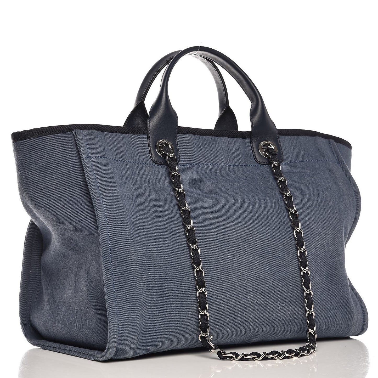 Canvas Sequin Large Deauville Tote Navy