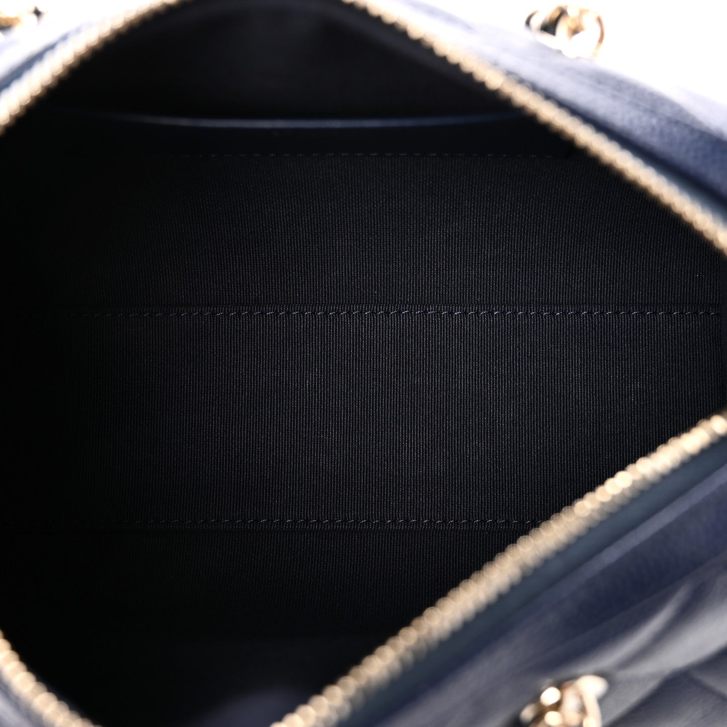 Caviar Quilted Barrel Clutch With Chain  Navy