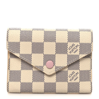 Louis Vuitton Damier Azur Victorine Wallet Rose Ballerine 1 of 9