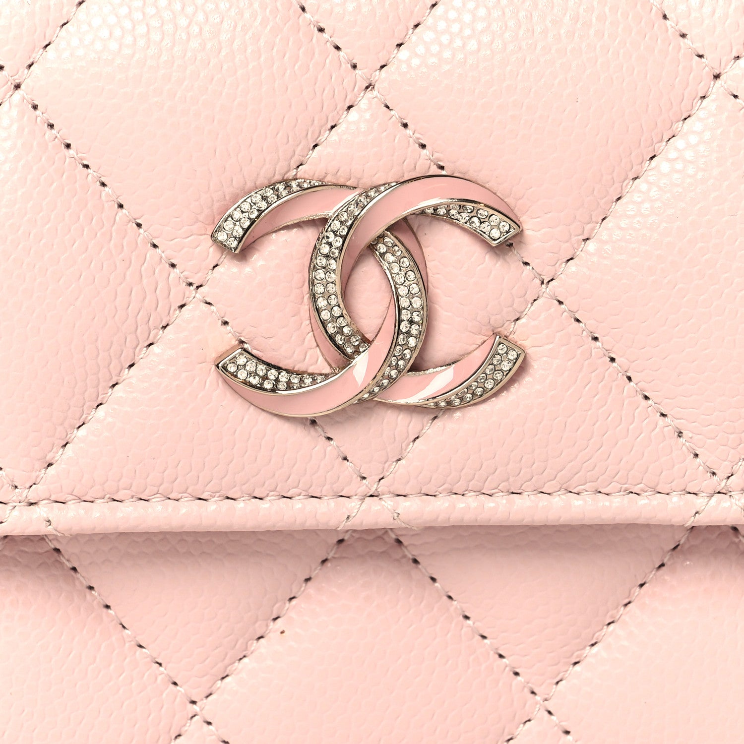 Chanel Caviar Quilted Crystal Enamel Flap Card Holder Pink 9 of 9