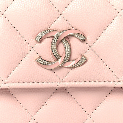Chanel Caviar Quilted Crystal Enamel Flap Card Holder Pink 9 of 9