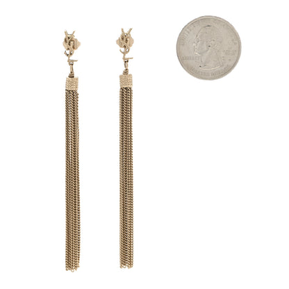 Saint Laurent Metal Monogram Loulou Tassel Earrings Gold 2 of 5