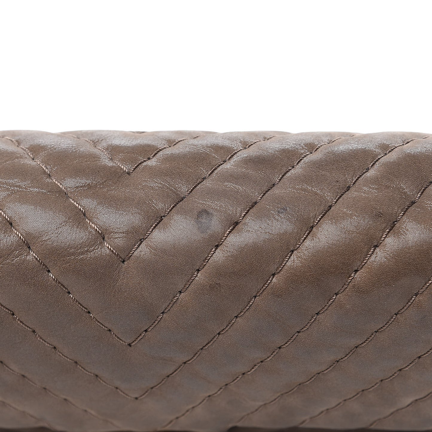 Calfskin Surpique Chevron Jumbo Flap Brown