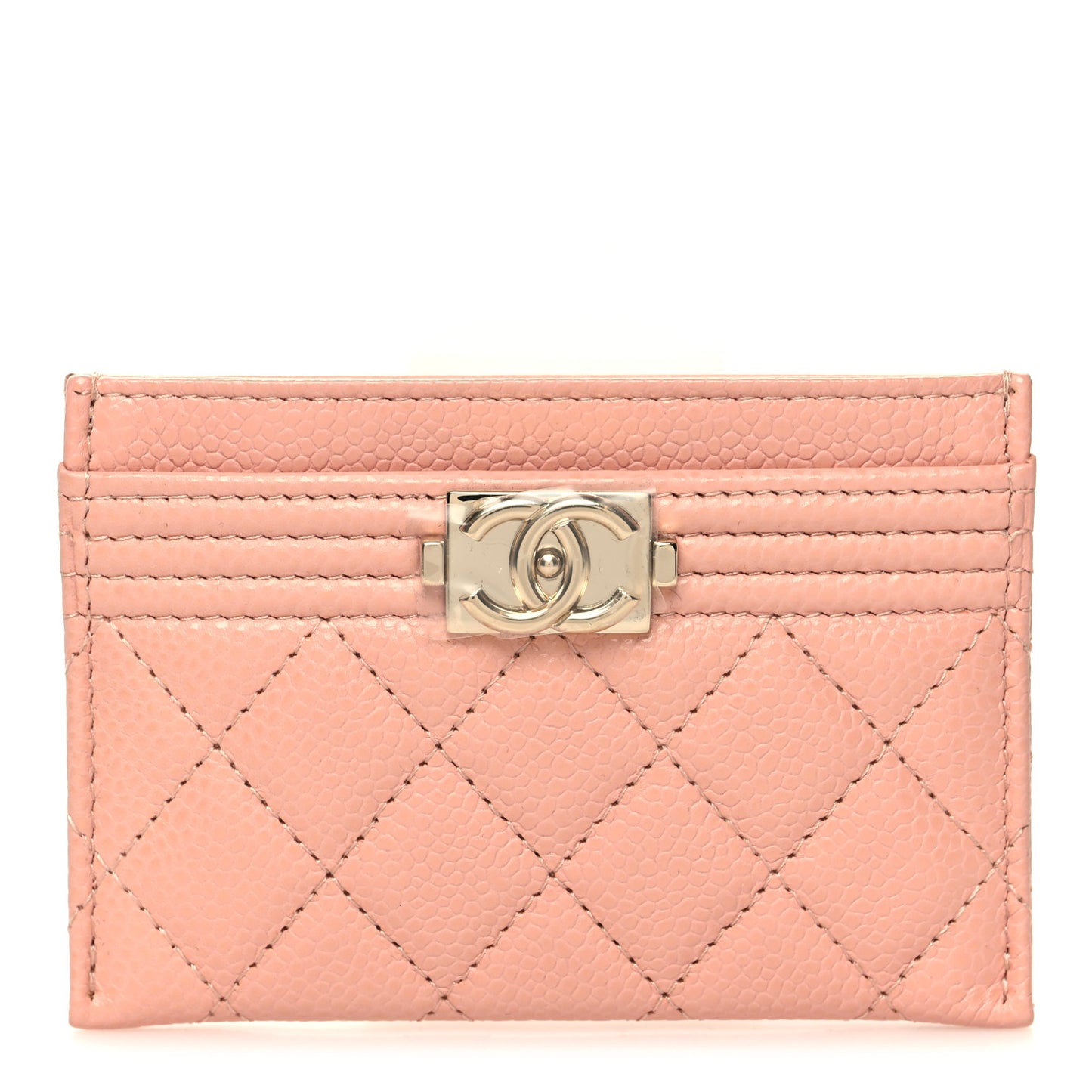 Caviar Quilted Boy Card Holder Light Pink