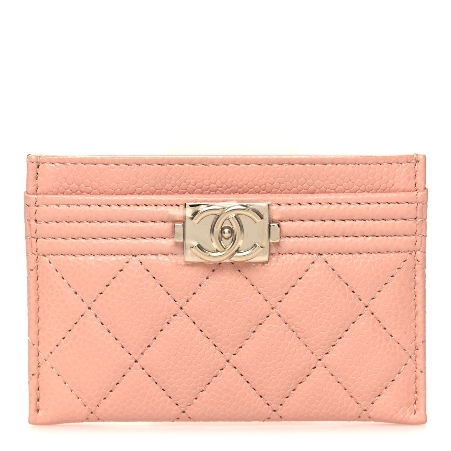 Chanel Caviar Quilted Boy Card Holder Light Pink 1 of 10