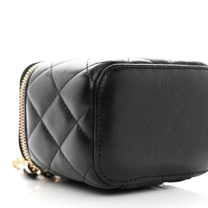 Chanel Lambskin Quilted Mini Pearl Crush Vanity Case With Chain Black 8 of 10