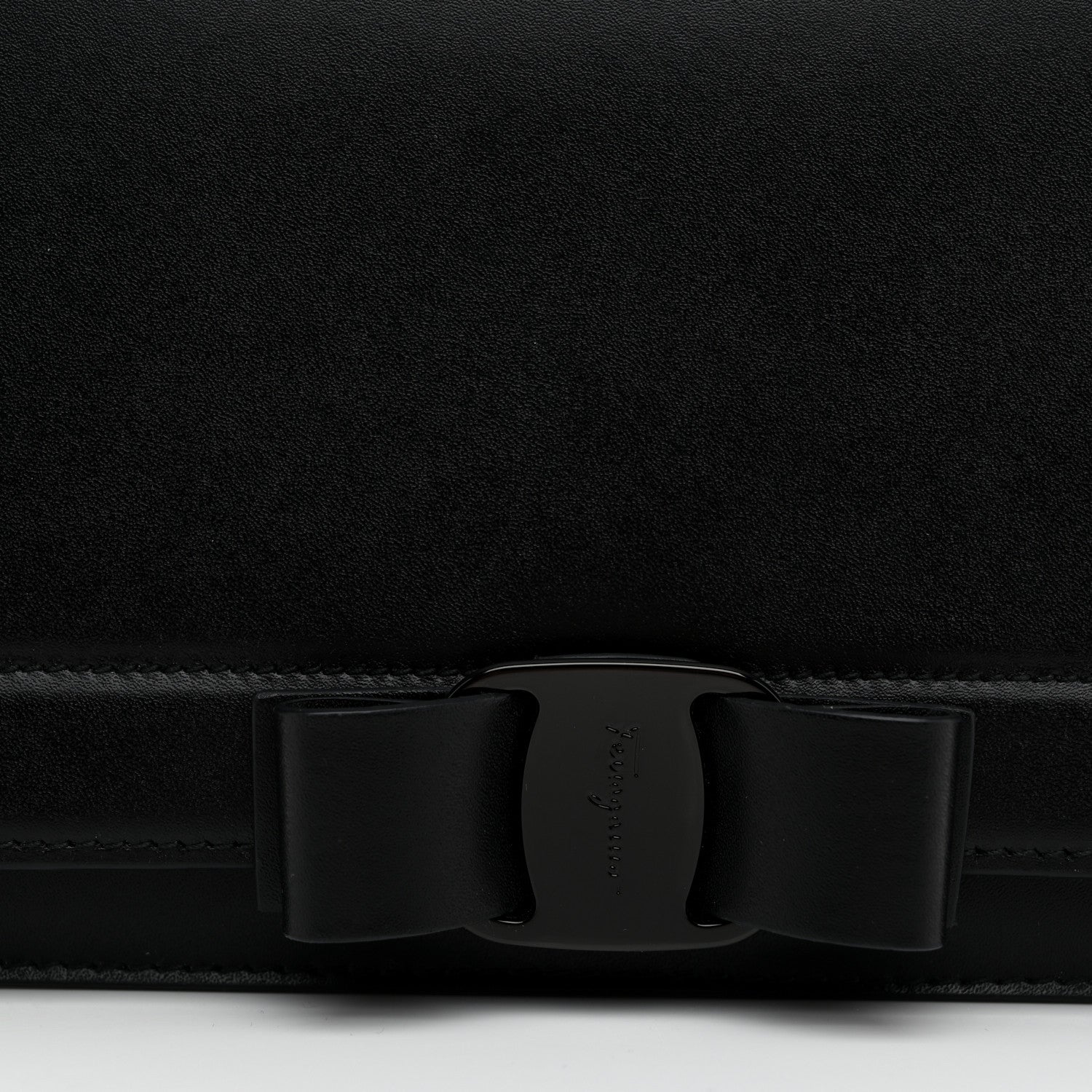 Salvatore Ferragamo Smooth Calfskin Vara Bow Chain Flap Crossbody Black 7 of 9