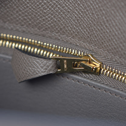 Hermes Epsom Bi Color Horseshoe Kelly Sellier 25 Etain Black 12 of 40