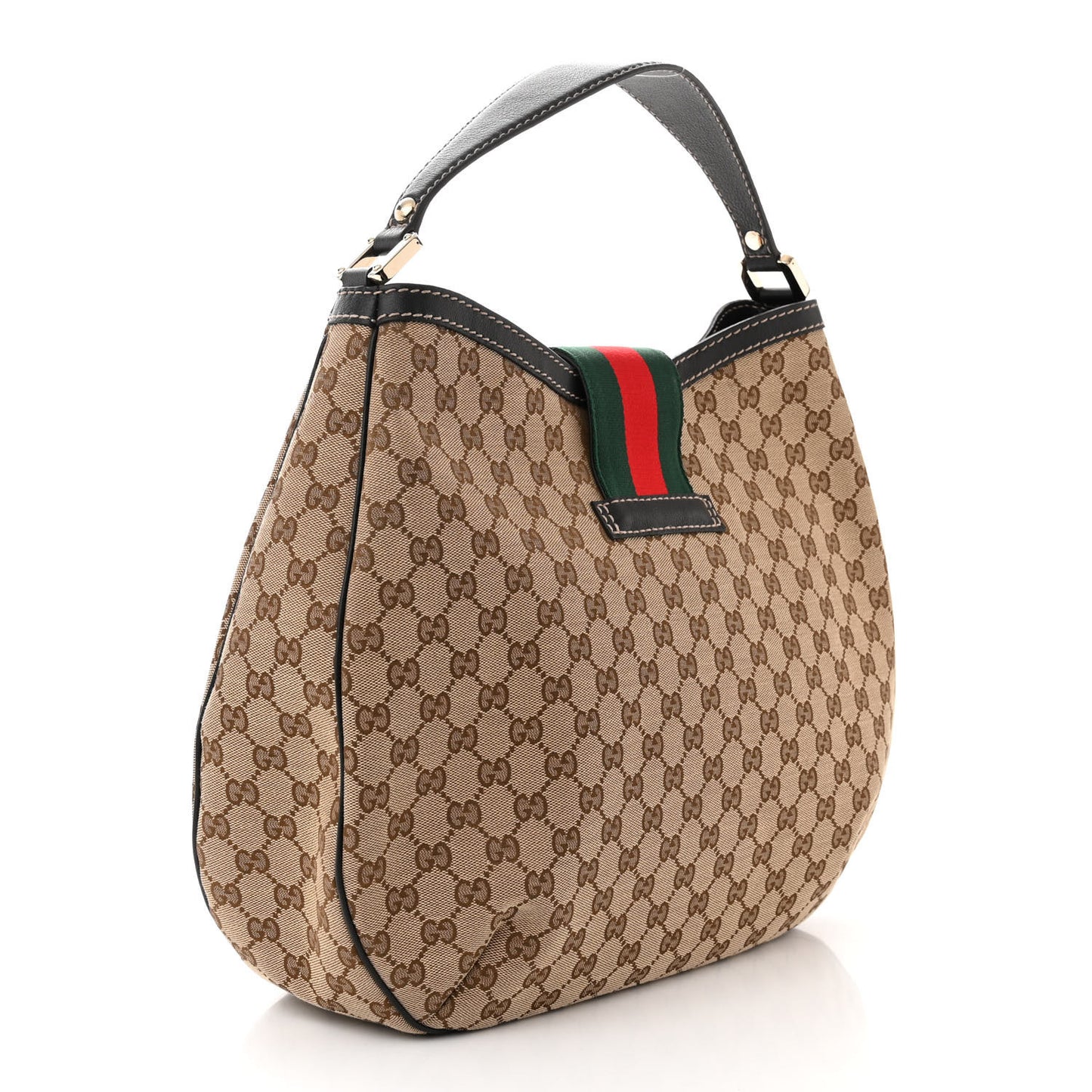 Monogram Large New Ladies Web Hobo Dark Brown