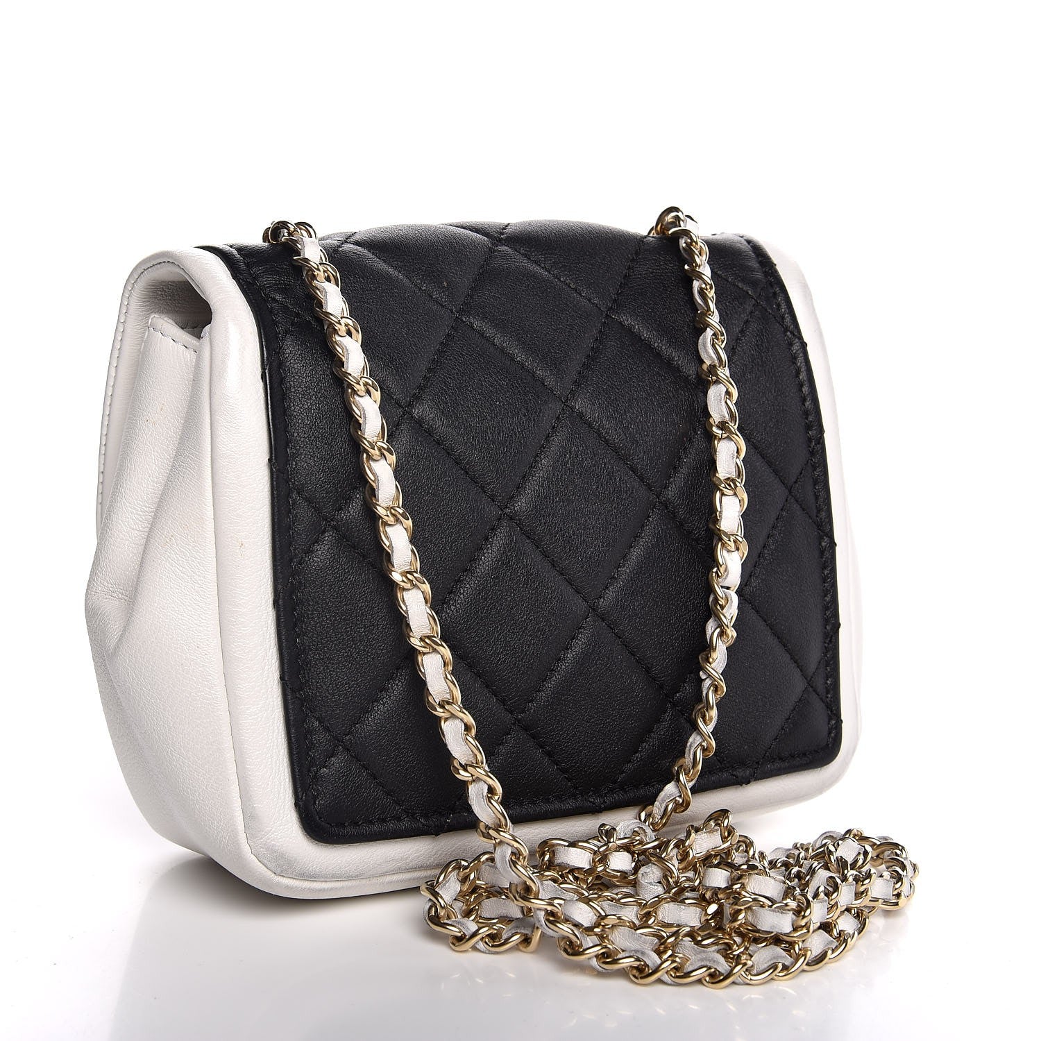 Chanel Calfskin Quilted Graphic Mini Flap Bag Black White 3 of 11