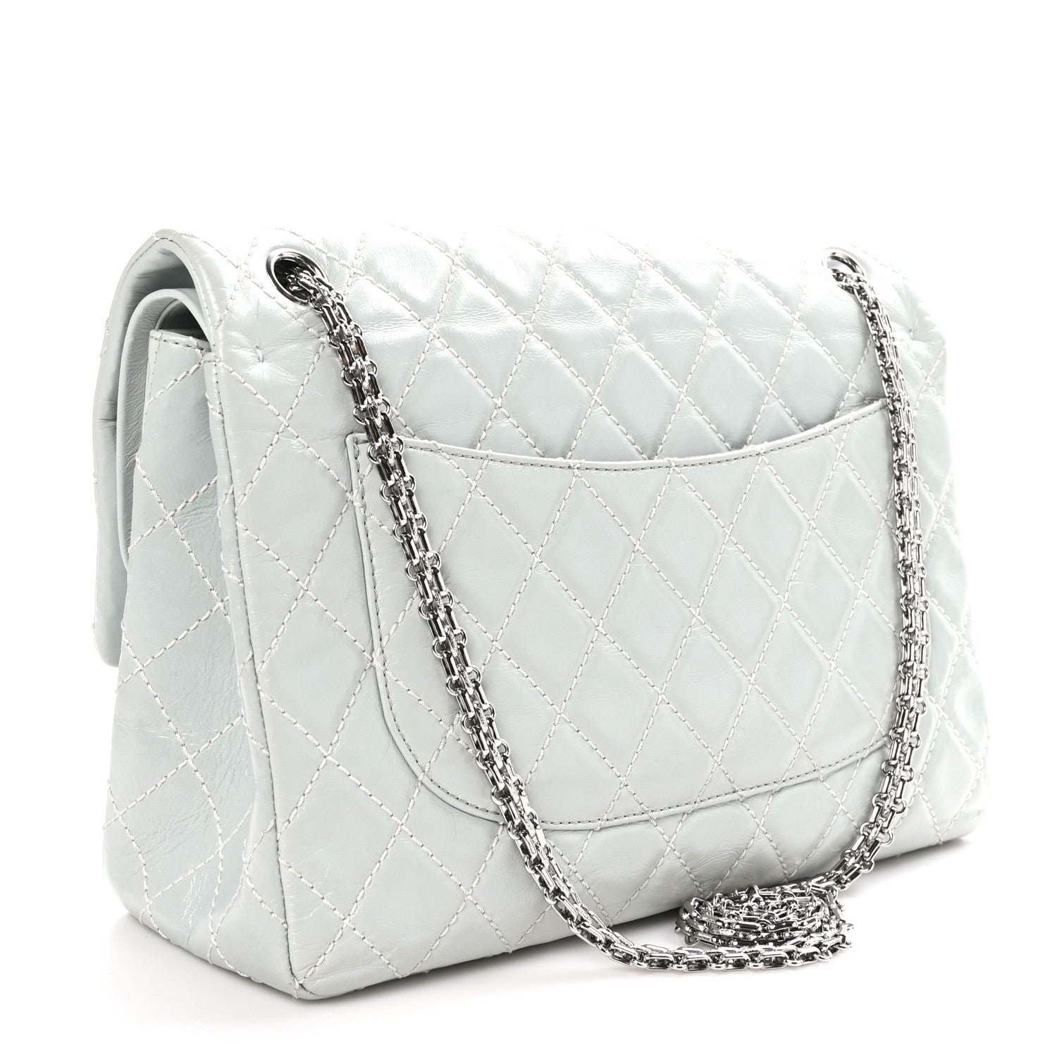 Chanel Glazed Calfskin Quilted Surpique 2.55 Reissue Flap Light Blue 3 of 10