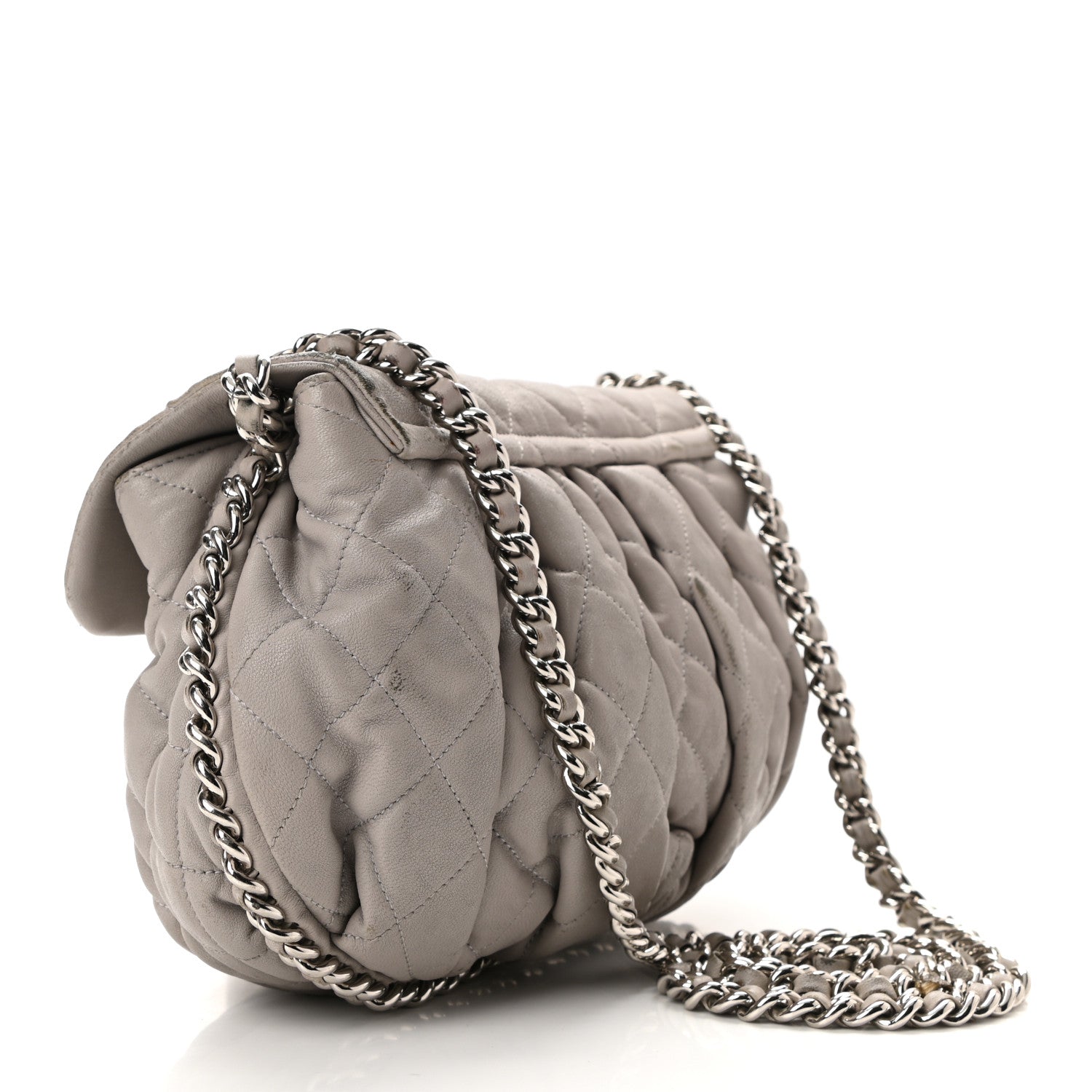 Chanel Washed Lambskin Quilted Medium Chain Around Flap Taupe 3 of 12