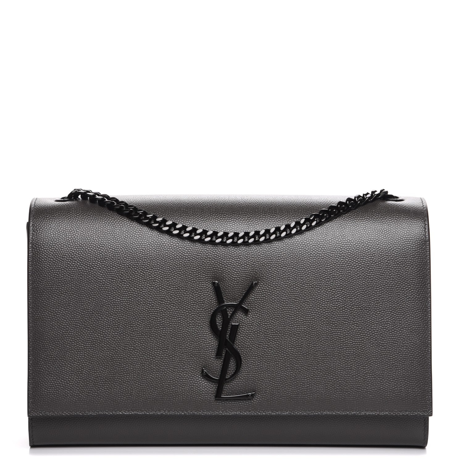 Saint Laurent Grain De Poudre Medium Classic Monogram Kate Satchel Coal 1 of 6