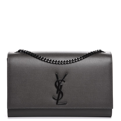 Saint Laurent Grain De Poudre Medium Classic Monogram Kate Satchel Coal 1 of 6
