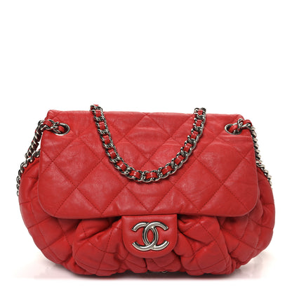 Chanel Washed Lambskin Quilted Medium Chain Around Messenger Red 1 of 10