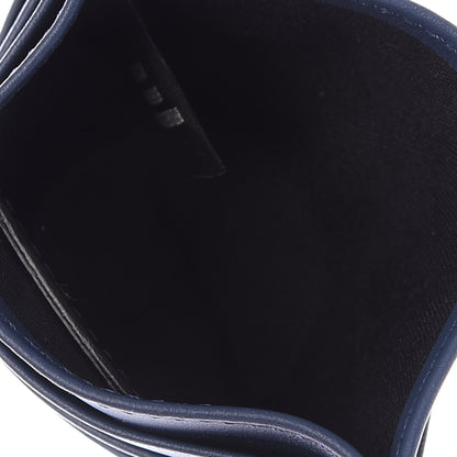 Fendi Vitello Century Glazed Fabric FF 1974 Card Holder Blu Scuro Mogano Panna 5 of 7
