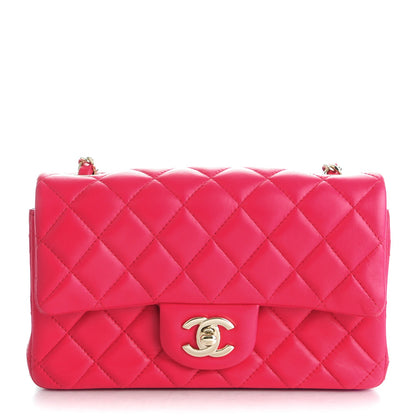 Chanel Lambskin Quilted Mini Rectangular Flap Dark Pink 1 of 8