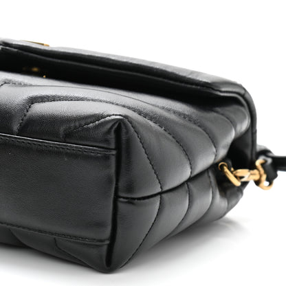 Saint Laurent Calfskin Y Quilted Monogram Toy Loulou Crossbody Bag Black 19 of 21