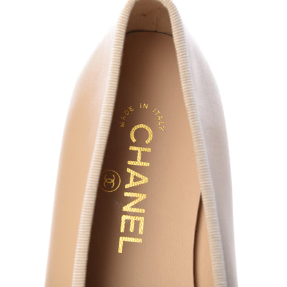 Chanel Lambskin Cap Toe CC Ballerina Flats 40.5 Beige Black 5 of 9