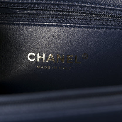 Chanel Tweed Snakeskin Quilted Medium CC Filigree Vanity Case Dark Navy 6 of 10