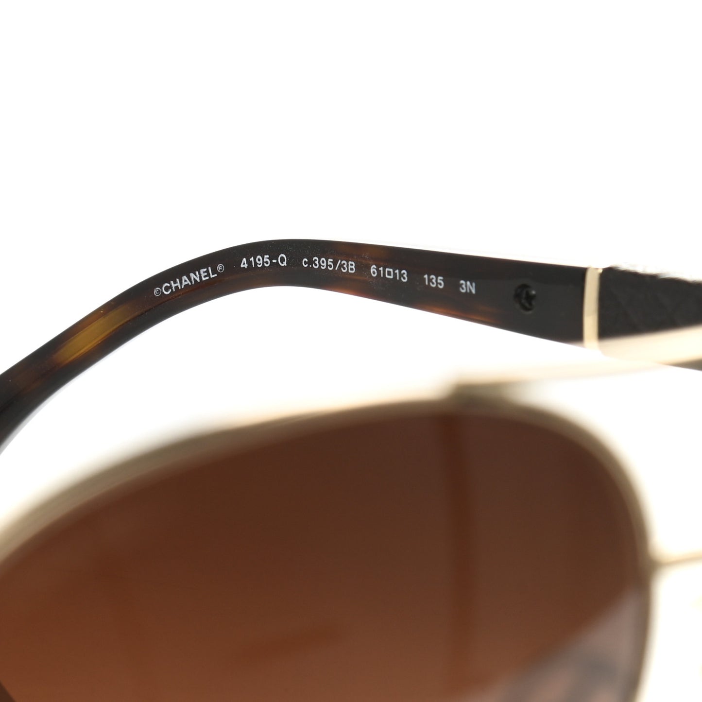 Lambskin Quilted CC Aviator Sunglasses 4195-Q Brown Gold