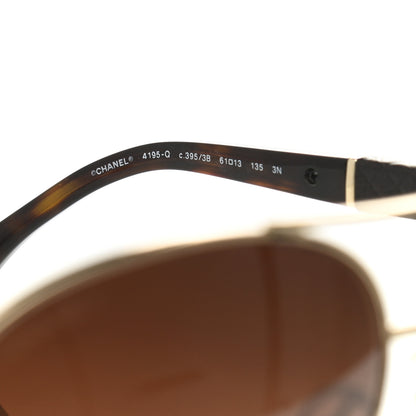 Chanel Lambskin Quilted CC Aviator Sunglasses 4195-Q Brown Gold 6 of 7