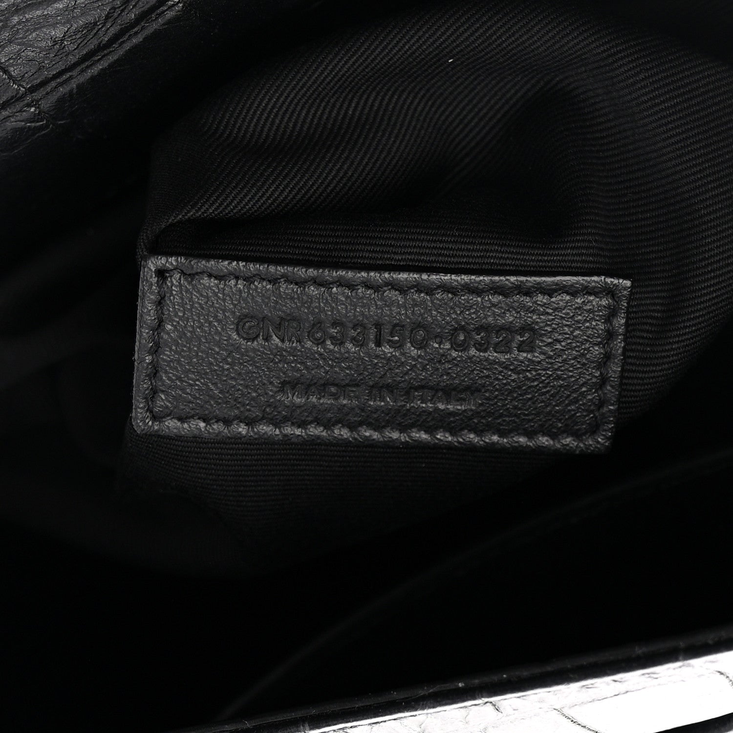 Saint Laurent Crinkled Calfskin Crocodile Embossed Monogram Medium Niki Chain Satchel Black 6 of 11