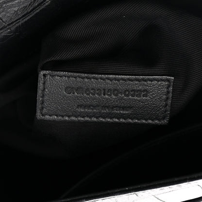 Saint Laurent Crinkled Calfskin Crocodile Embossed Monogram Medium Niki Chain Satchel Black 6 of 11