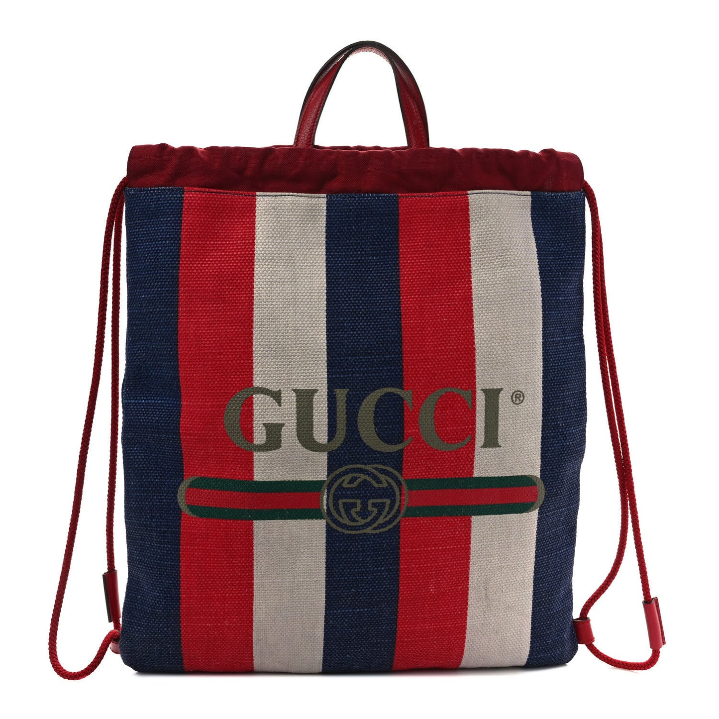 Canvas Logo Sylvie Stripe Drawstring Backpack Red