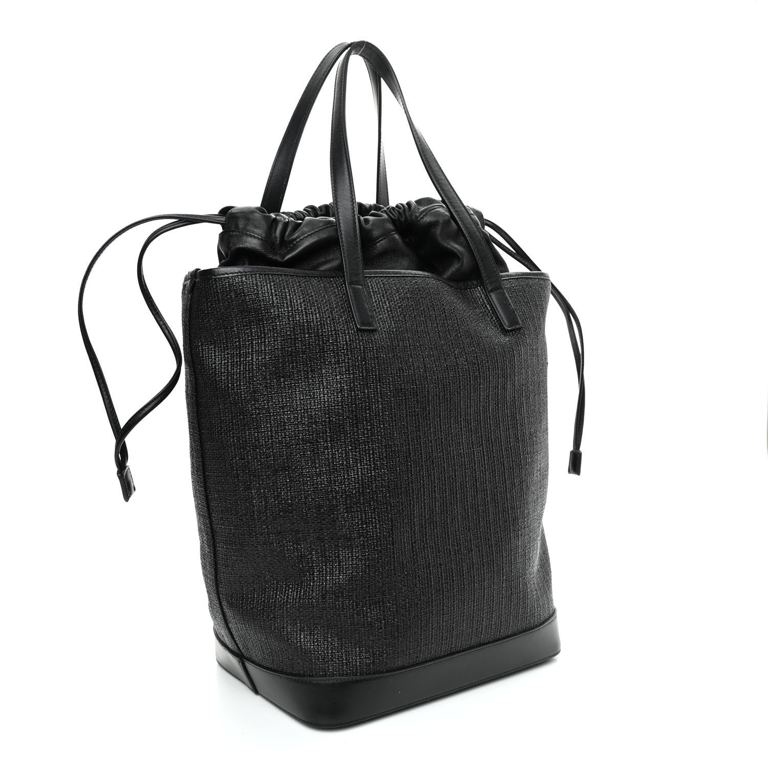 Saint Laurent Linen Canvas Teddy Shopping Bag Black 4 of 9