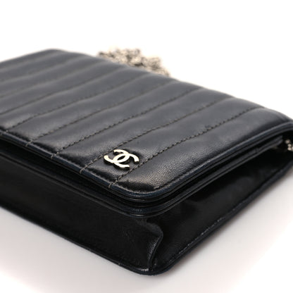 Chanel Lambskin Vertical Quilted Wallet On Chain WOC Black 9 of 9