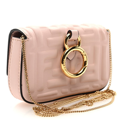 Fendi Nappa Matisse FF Embossed Nano Baguette Charm Rosa Quarzo 3 of 10