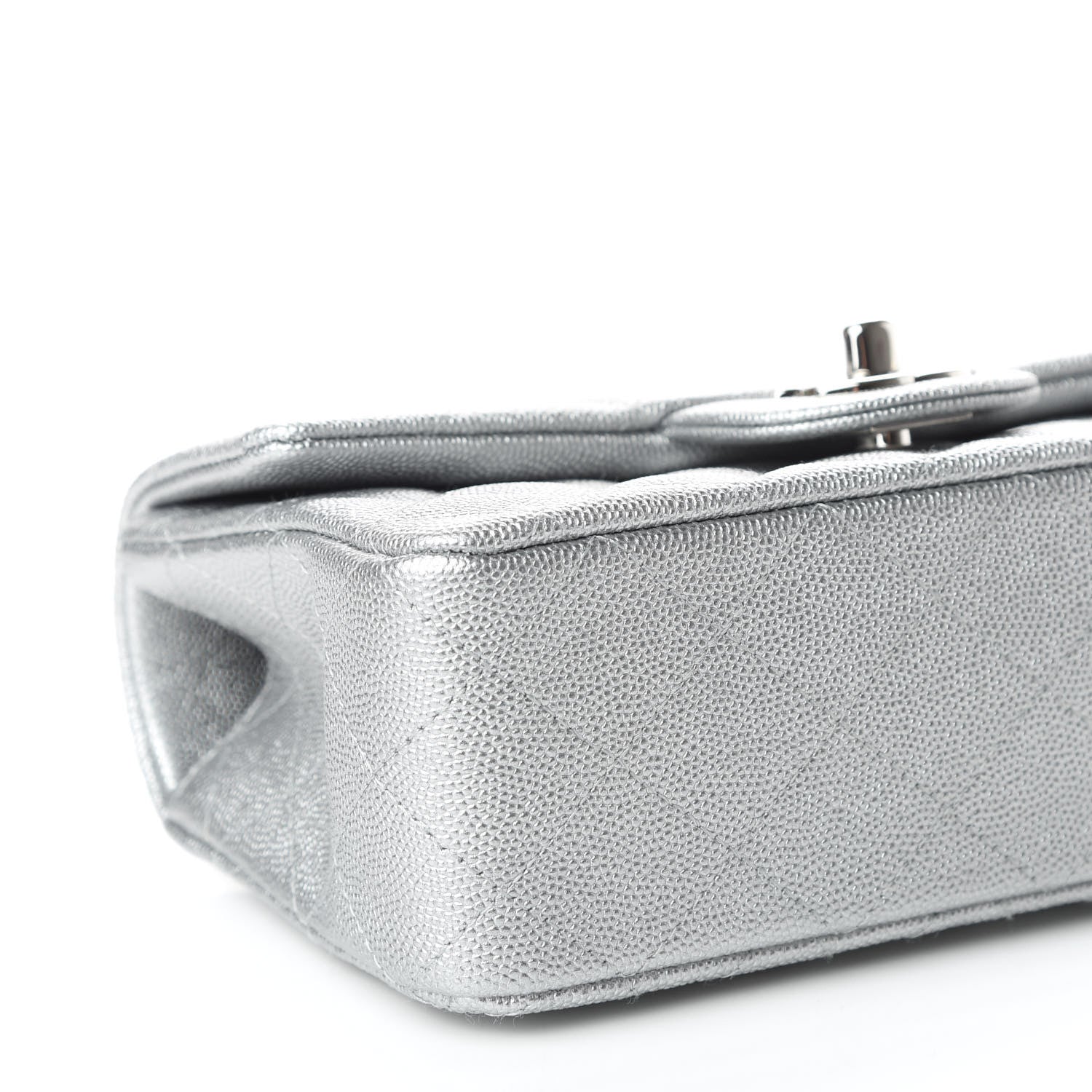 Chanel Metallic Caviar Quilted Mini Top Handle Rectangular Flap Silver 5 of 10