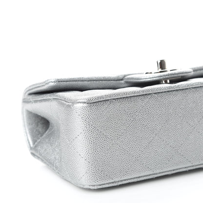 Chanel Metallic Caviar Quilted Mini Top Handle Rectangular Flap Silver 5 of 10